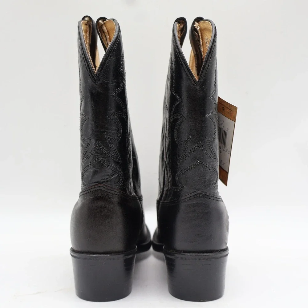 Laredo Western Boots Kids 3 Black Leather J-Toe Cowboy Boots 28-2210 New